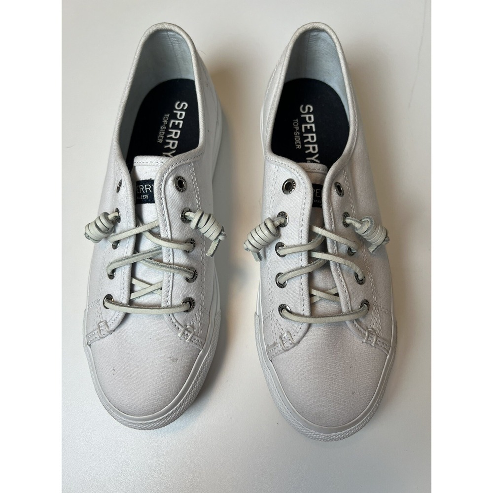 Sperry Top Sider Shoes STS99189 7.5 M White Sneaker Leather String